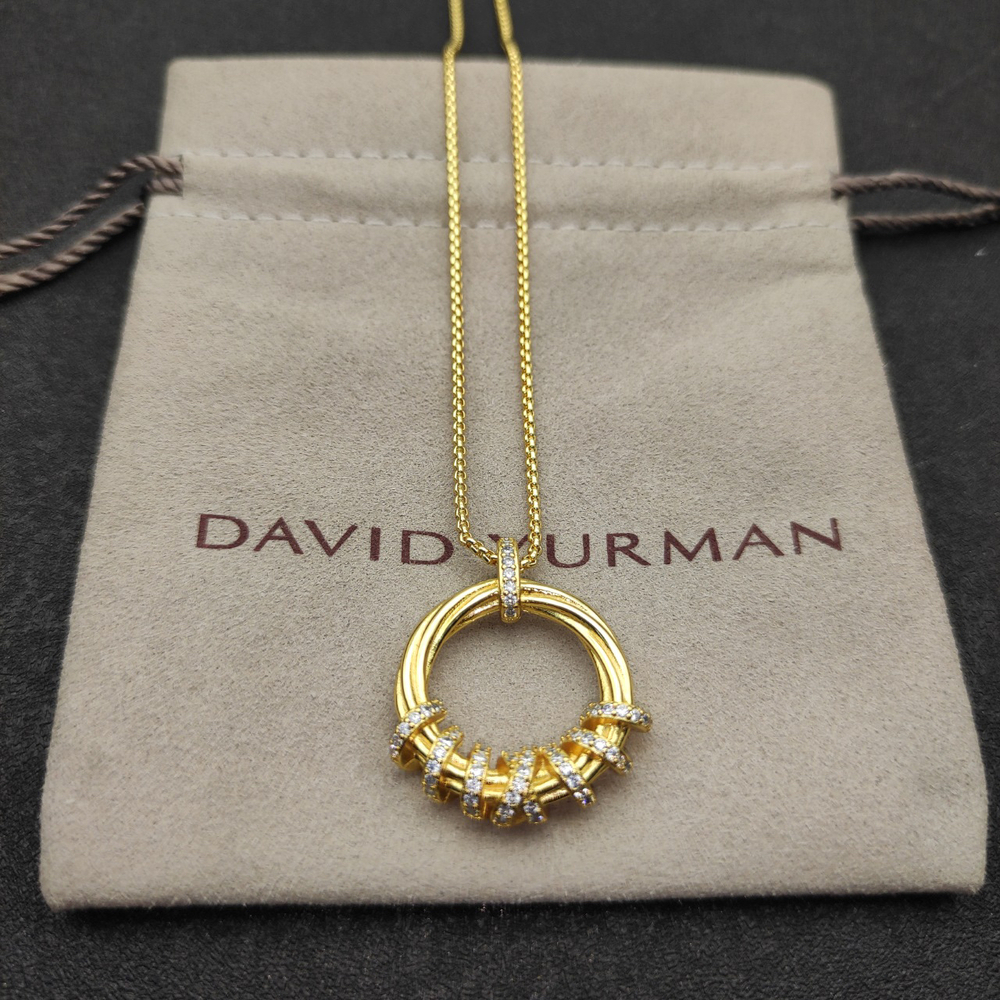 David Yurman Gold Spinning Bead Diamond Necklace